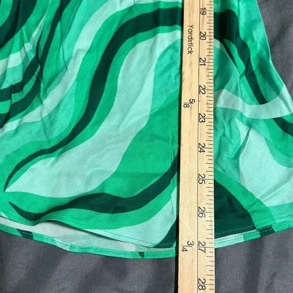 Zara Flowy Mini Swirl Green Satin Dress Sz XS NWT - Picture 11 of 16